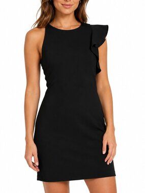 Lulu's Black One-Shoulder Ruffle Fully Lined Mini Dress